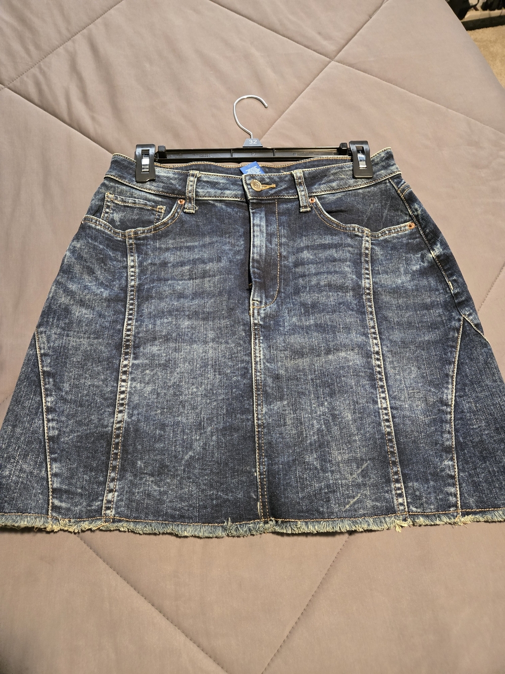 Denim A-Line Mini Skirt - Blue
